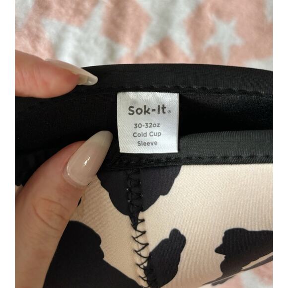 Black and White Javasok Cow Print 30-32 oz Cold Cup Sleeve - Picture 5 of 6